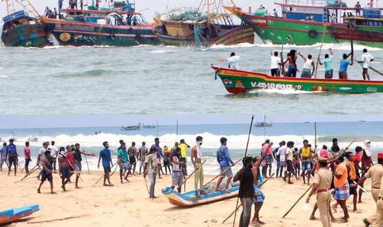 நடுக்கடலில் வெடிகுண்டு வீசி மீனவர்கள் மோதல்.. தொடரும் பதற்றம்!