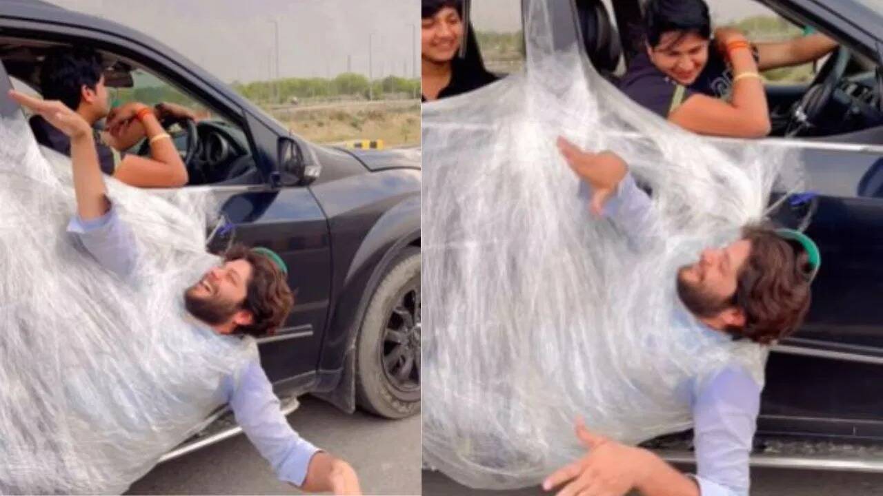 அதிர்ச்சி வீடியோ... இன்ஸ்டா வீடியோவுக்காக ஓடும் கார் கதவில் தொங்கியபடி சாகசம் செய்த இளைஞர்!