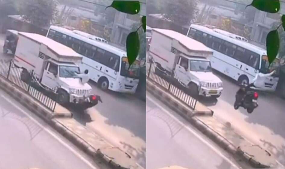 அதிர்ச்சி வீடியோ... சாலையில் விபத்தில் அந்தரத்தில் பறந்த இளைஞர்!