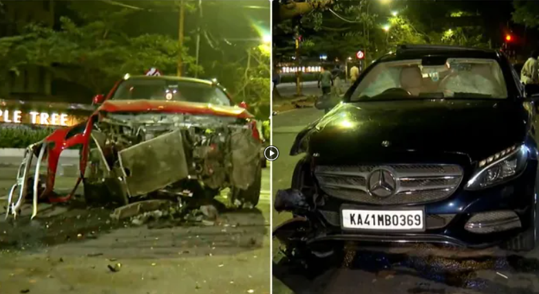 கார் பந்தயத்தால் விபரீதம்... நேருக்கு நேர் மோதிய சொகுசு கார்கள்!