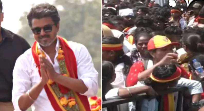 திருப்பூரில் விஜய்யைப் பார்க்க வந்தவர்கள் மயக்கம்; உச்சி வெயிலில் விஜய் தரிசனம்!