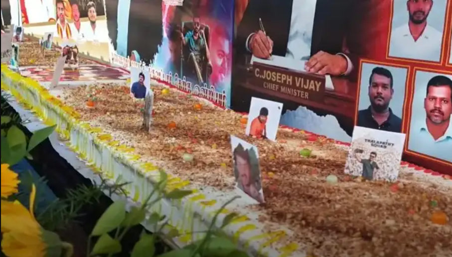முதலமைச்சர் விஜய்யின் 52-வது பிறந்தநாளையொட்டி 52 அடி நீளக் கேக் வெட்டி தவெகவினர் கொண்டாட்டம்!