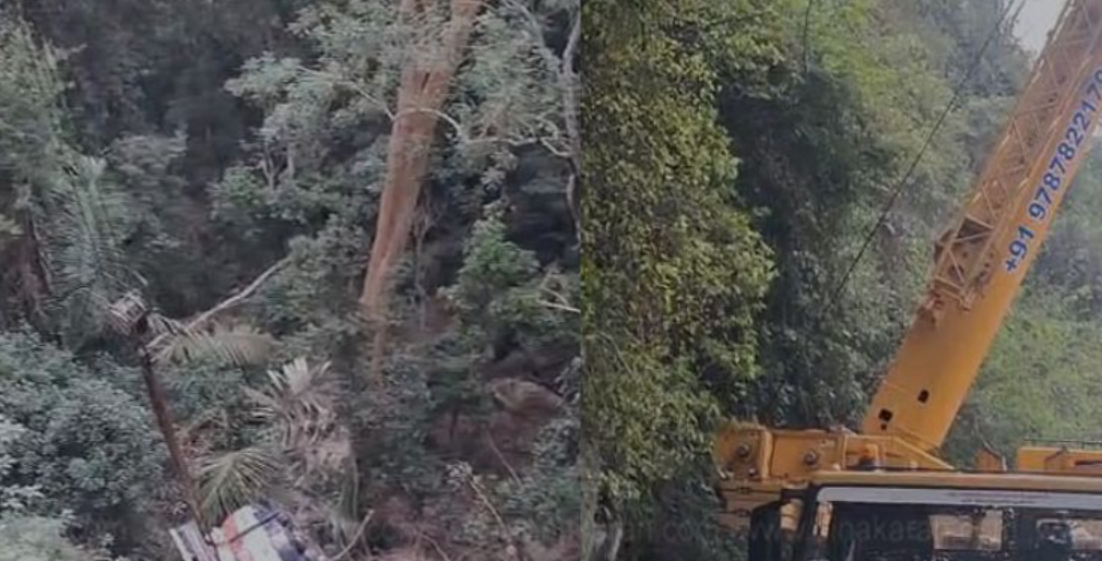 200 அடி பள்ளத்தில் கவிழ்ந்த லாரி ... பெரும் சோகம்!