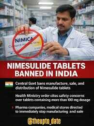 நிம்சுலைட் மருந்துக்கு மத்திய அரசு உடனடி தடை!