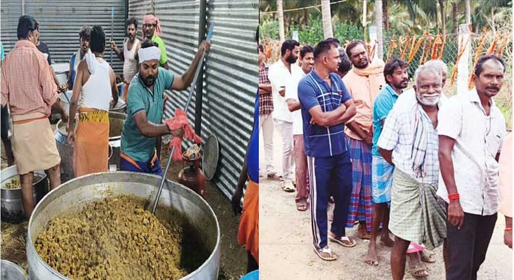 ஆண்களுக்கு மட்டுமே... 225 ஆடுகள் பலியிட்டு பிரம்மாண்ட கறிவிருந்து !