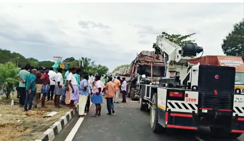 தேசிய நெடுஞ்சாலையில் லாரி மோதிய விபத்தில் ஊழியர் பலி... செடிகளுக்குத் தண்ணீர் ஊற்றிய போது சோகம்!