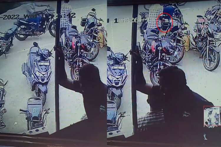 பைக்கில் வைத்த ரூ 4 லட்சம் நகைகள் நூதன கொள்ளை!! பட்டப்பகலில் பயங்கரம்!!