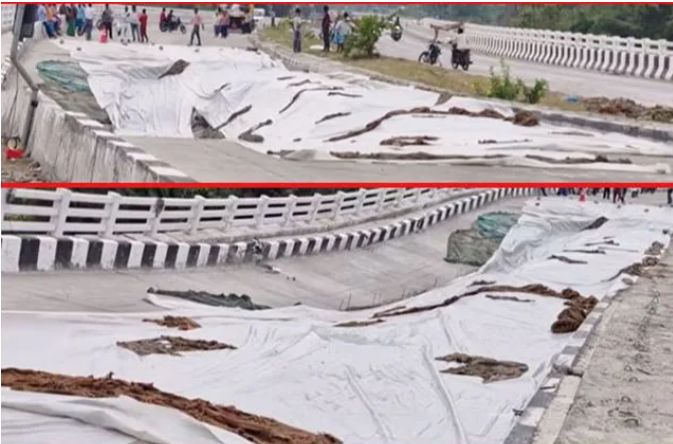 20 அடிக்கு உள்வாங்கிய தேசிய நெடுஞ்சாலைப் பாலம் ... 25 குடும்பங்கள் அவசர வெளியேற்றம்!