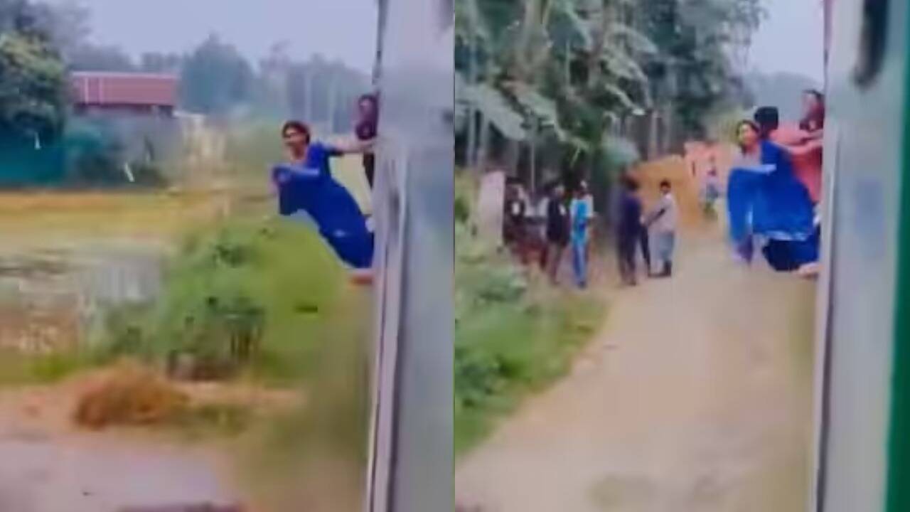 மீண்டும் அதிர்ச்சி... பகீர் வீடியோ... ஓடும் ரயிலில் படிக்கட்டில் தொங்கிக் கொண்டே ரீல்ஸ் எடுத்த பெண்…. !