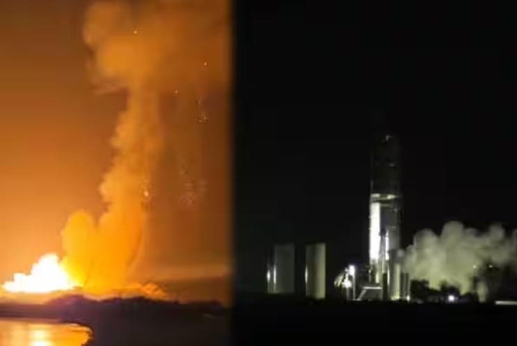 ஸ்பேஸ் எக்ஸ் ராக்கெட் சோதனையின் போது வெடித்து சிதறியது!