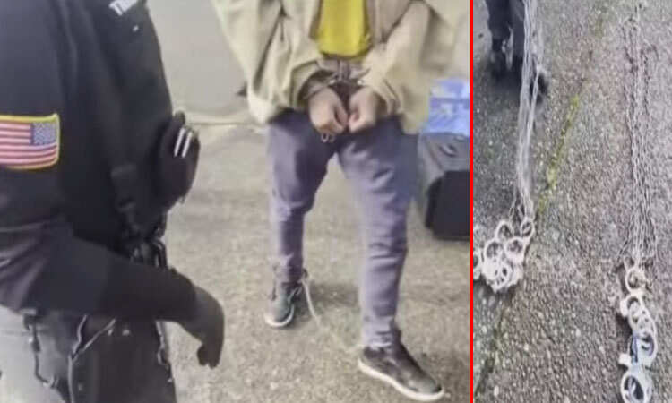 அமெரிக்கா எச்சரிக்கை வீடியோ... இந்தியர்கள் கால்களில் சங்கிலி கட்டும் காட்சிகள் !