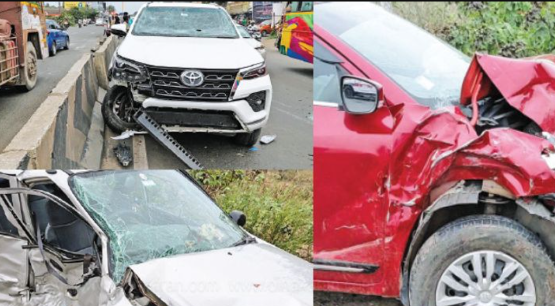 கார்கள் மோதியதில் 2 பேர் படுகாயம்... !