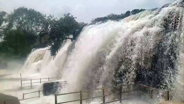 கனமழை... திற்பரப்பு அருவியில் சுற்றுலாப் பயணிகளுக்குக் குளிக்கத் தடை!