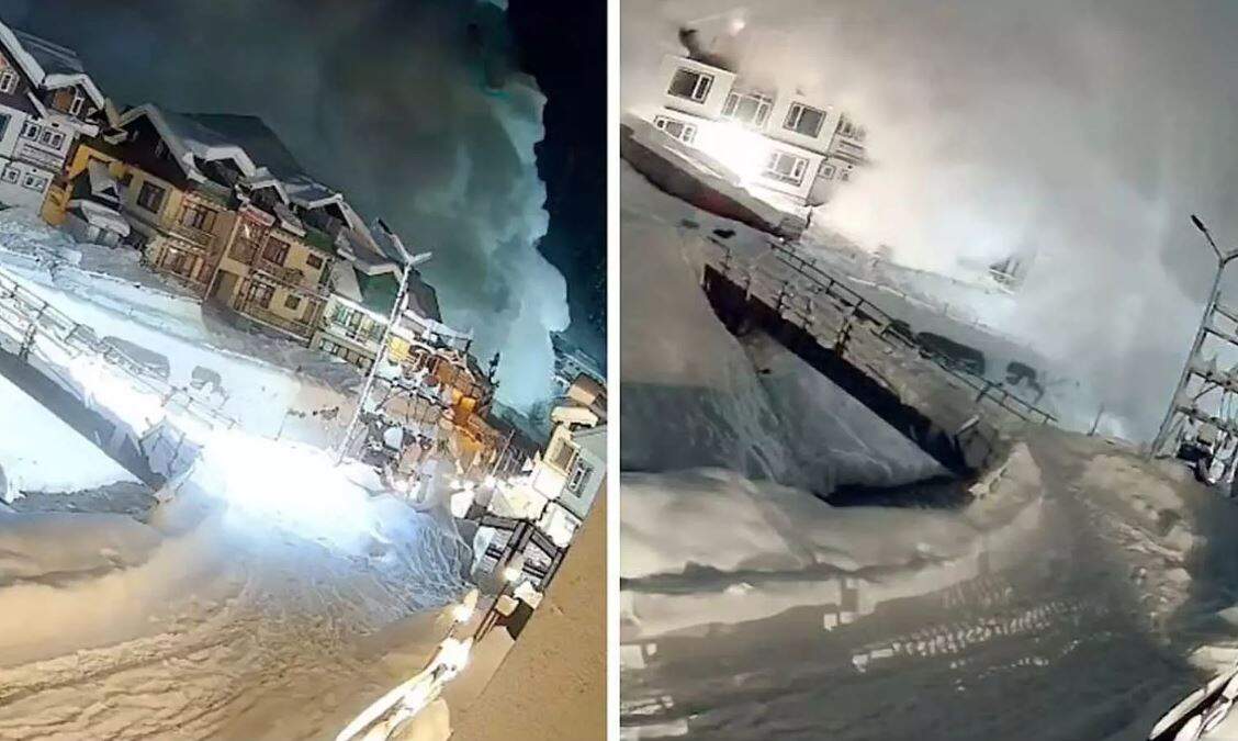 ஜம்மு - காஷ்மீர் சுற்றுலா தலத்தில் திடீர் பனிச்சரிவு... பதற வைக்கும் வீடியோ!