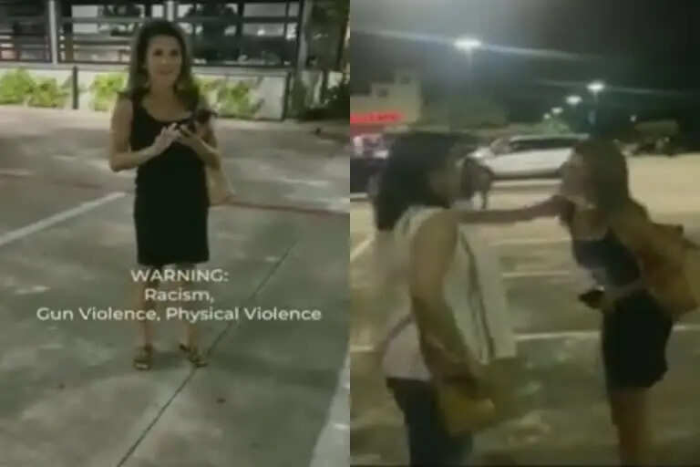 வைரல் வீடியோ!! அமெரிக்க பெண் இந்திய பெண் மீது நிறவெறி தாக்குதல்!! பகீர்!!