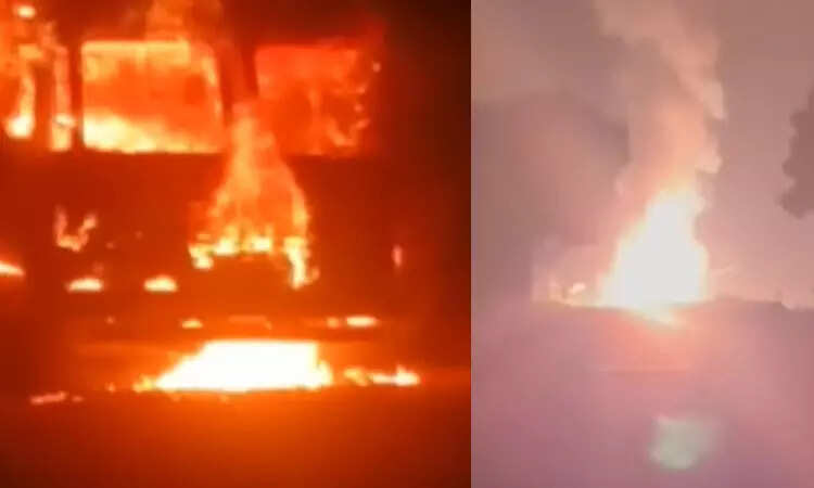 விண்ணை முட்டும் தீ!! 300 கேஸ் சிலிண்டர்கள் வெடித்து சிதறல்!! பயங்கர தீவிபத்து!!