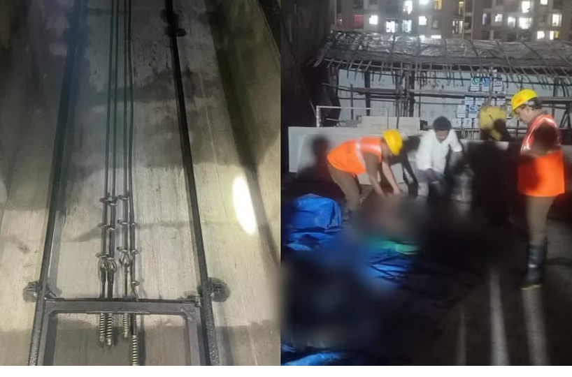 பகீர் வீடியோ.... 40 மாடிக் கட்டிடத்தில் அறுந்து விழுந்த லிப்ட்!! 6 பேர் பலி!!