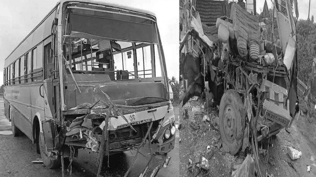 காலையிலேயே அதிர்ச்சி... அரசுப் பேருந்தும், வேனும் மோதி கோர விபத்தில் 2 பெண்கள் உயிரிழப்பு.. தமிழகத்தில் தொடரும் விபத்துகள்!