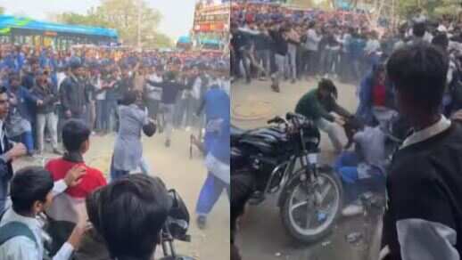 குடுமிப்பிடி சண்டையிட்ட பள்ளி மாணவிகள்.. சுற்றி நின்று ரசித்து மாணவர்கள்.. பகீர் வீடியோ வைரல்!