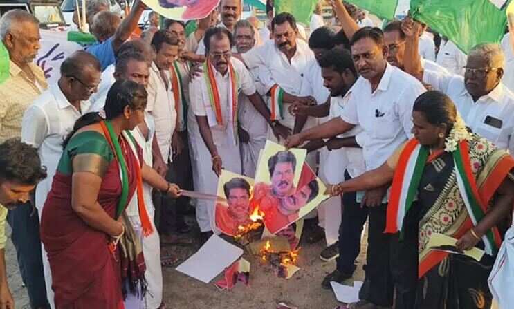 காமராஜரை இழிவுபடுத்திய முக்தார் அகமதுவைக் கண்டித்து காங்கிரஸ் கட்சியினர் ஆர்ப்பாட்டம்!
