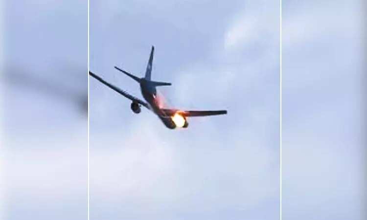 பகீர் வீடியோ... நடுவானில் தீப்பிடித்து எரிந்த விமானம்... பறவை மோதியதால் விபரீதம்!