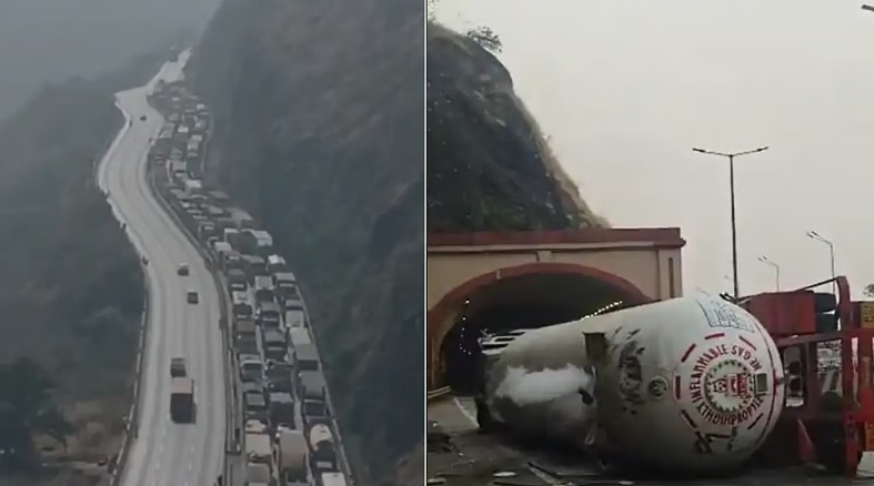 காஸ் டேங்கர் விபத்து… மும்பை–பூனே நெடுஞ்சாலையில் 12 கி.மீ. தூரத்துக்கு போக்குவரத்து நெரிசல்!