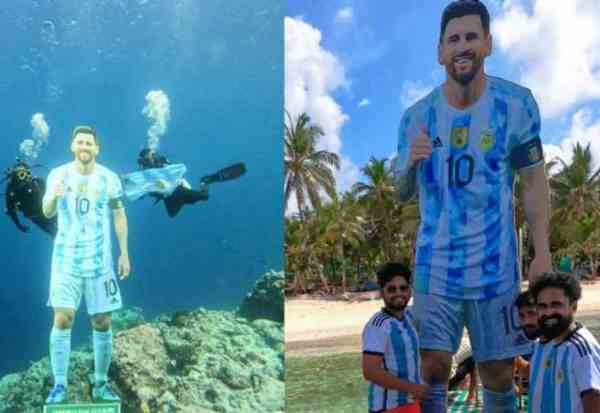 அட!! கடலுக்கடியில் கட் அவுட்!! கலக்கும் மெஸ்ஸி ரசிகர்கள்!!