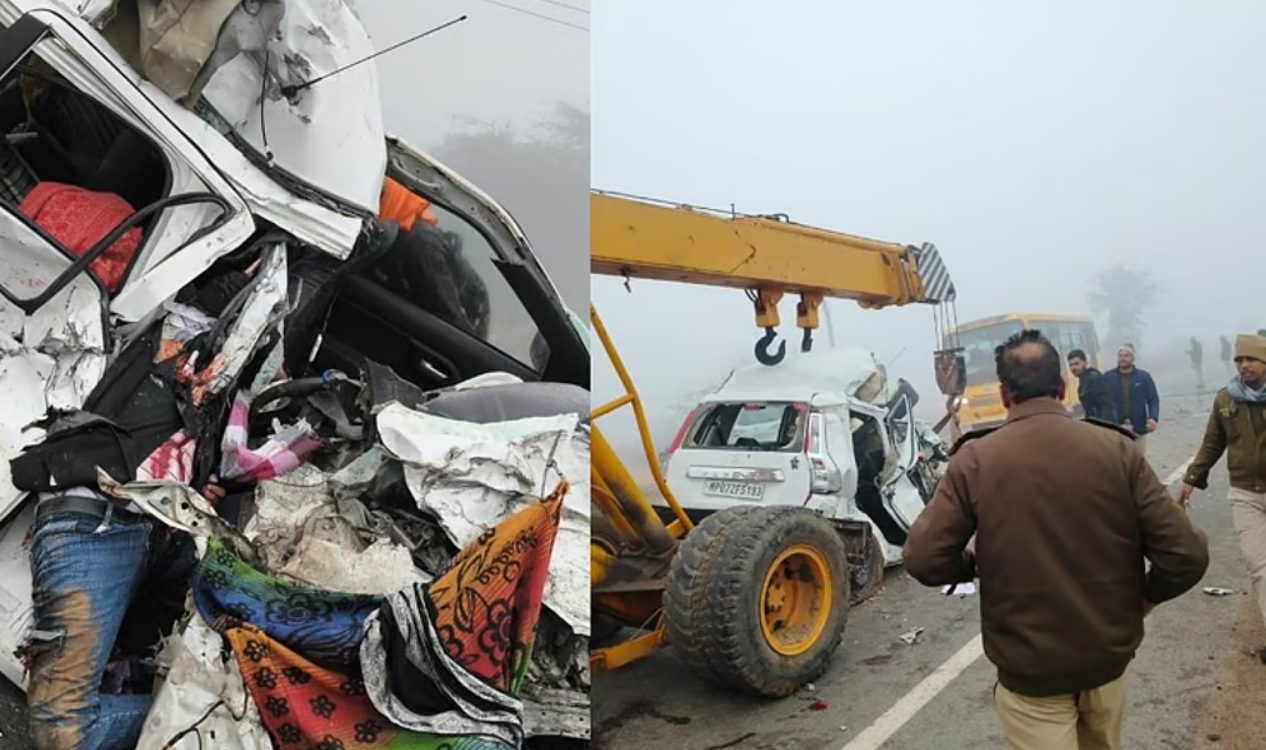 கார் மீது லாரி மோதி கோர விபத்து... 4 பேர் பலி!