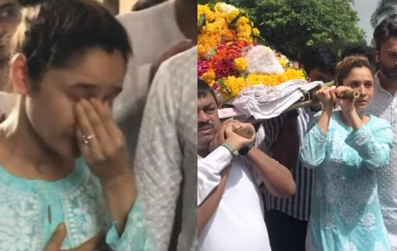 நெகிழ்ச்சி வீடியோ!! தந்தையின் உடலை சுமந்து சென்ற பிரபல நடிகை!!