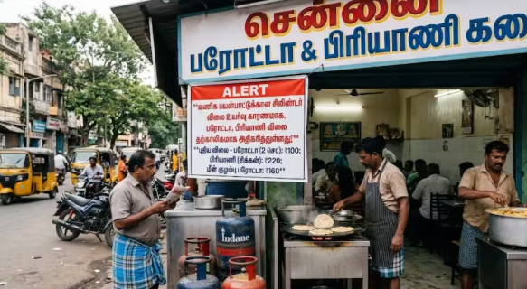 பரோட்டா, பிரியாணி பிரியர்கள் அதிர்ச்சி... வணிக சிலிண்டர் விலை உயர்வால் ஹோட்டல்களில் அதிர்ச்சி!