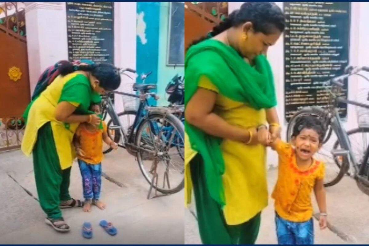 பள்ளியை விட்டு வரமாட்டேன்!! அம்மாவிடம் அழுது அடம்பிடித்த மழலை!!