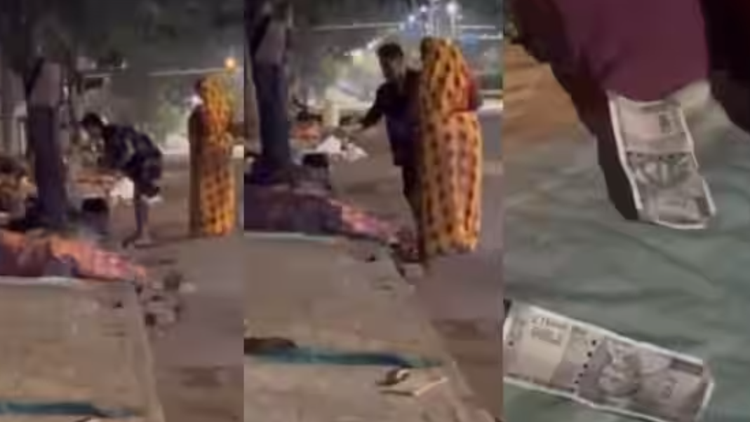 நெகிழ்ச்சி வீடியோ... தூங்கிக் கொண்டிருந்த மக்களுக்கு பணம் கொடுக்கும் கிரிக்கெட் வீரர்... !!