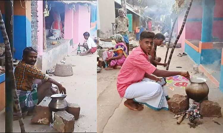 விநோதம்... ஆண்கள் மட்டுமே பொங்கல் வைத்து வழிபாடு !