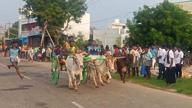 சீறிப்பாய்ந்த காளைகள்... விளாத்திகுளம் அருகே மாட்டு வண்டி எல்கை பந்தயம்!
