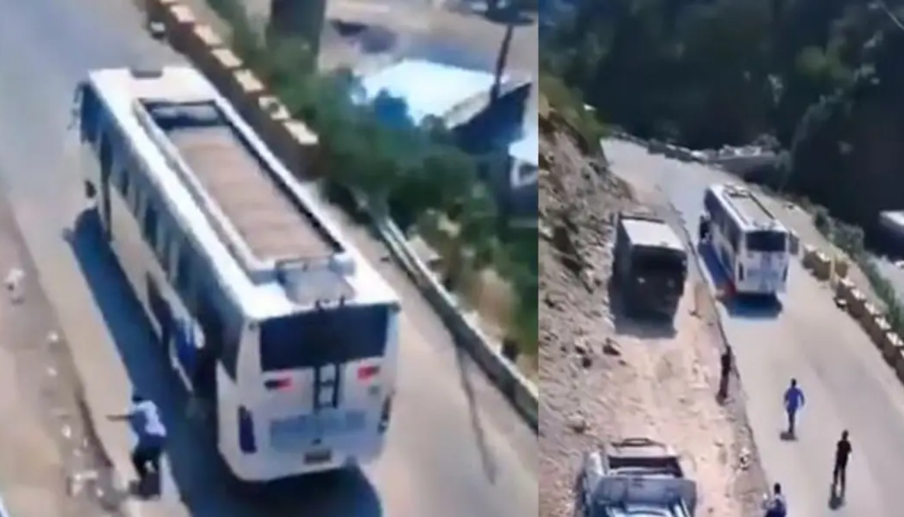 பேருந்தில் ப்ரேக் பிடிக்கல ... கீழே குதித்த அமர்நாத் யாத்ரீகர்கள்... ஷாக் வீடியோ!